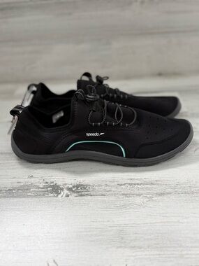 Speedo Men’s Classic Surfwalker Slip On Water Shoes In Black/Teal Trim NWT